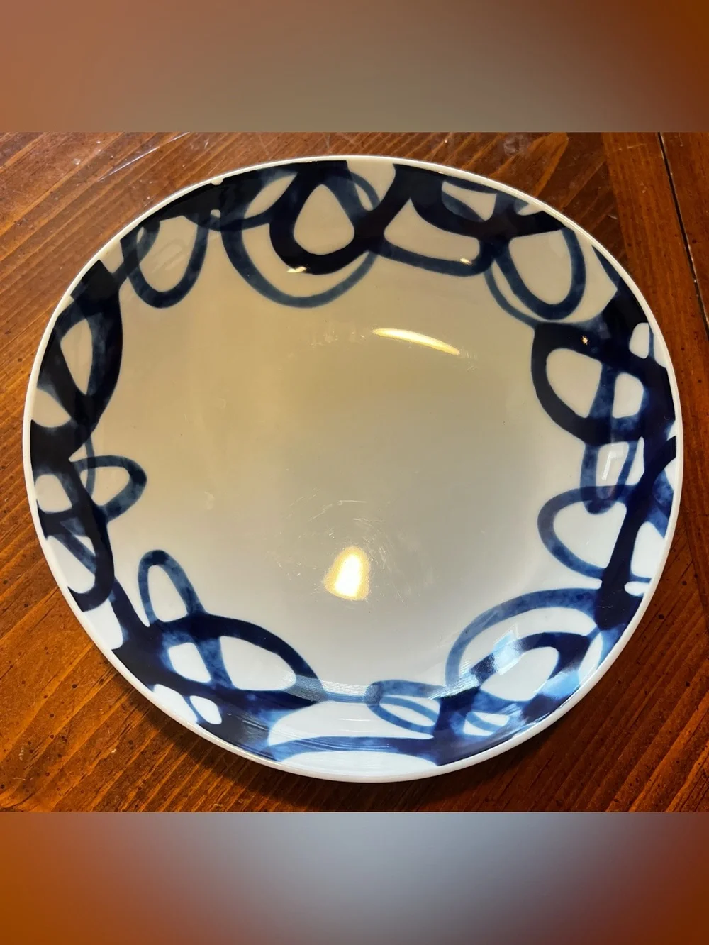 HTF 8” Crate & Barrel COMO Coupe Pasta Bowl Blue Swirl Pattern By Paola Navone